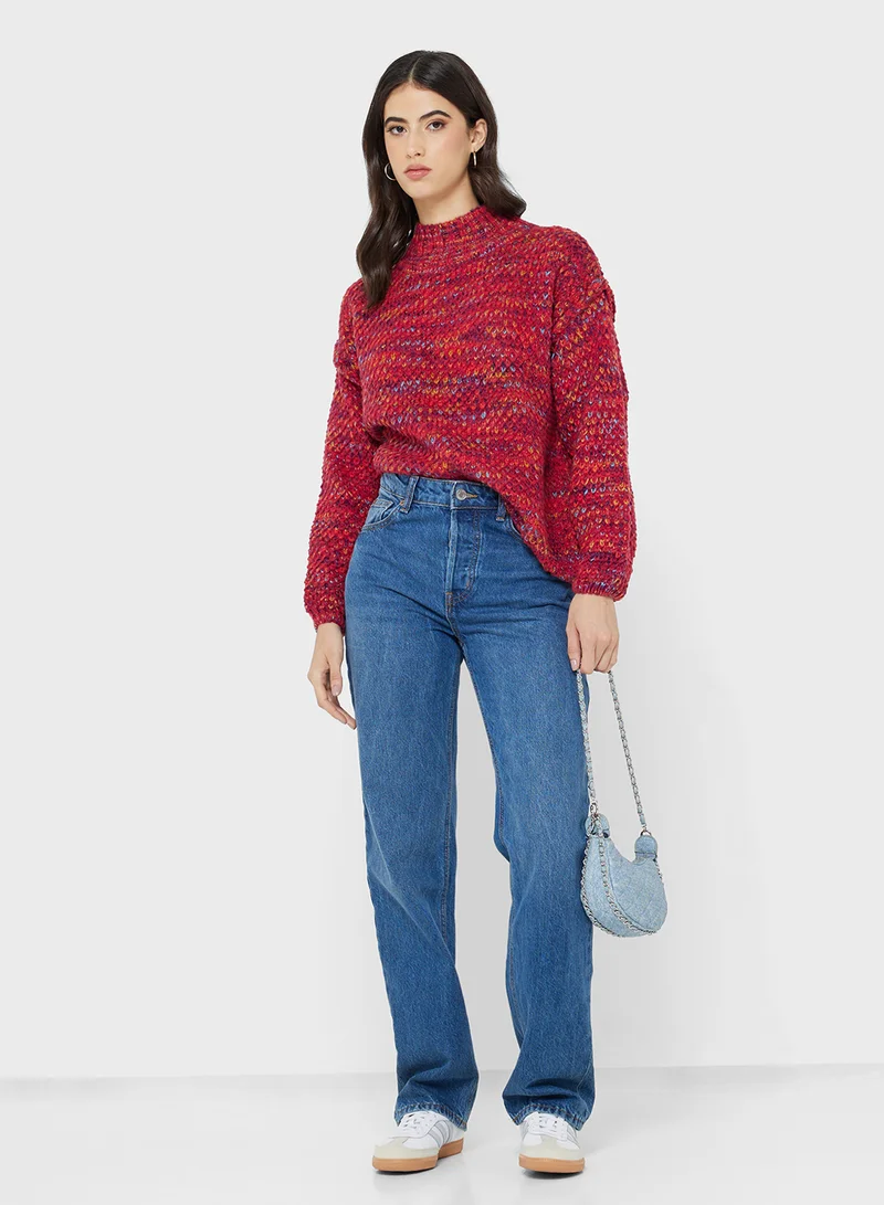 Ginger High Neck Marled Sweater