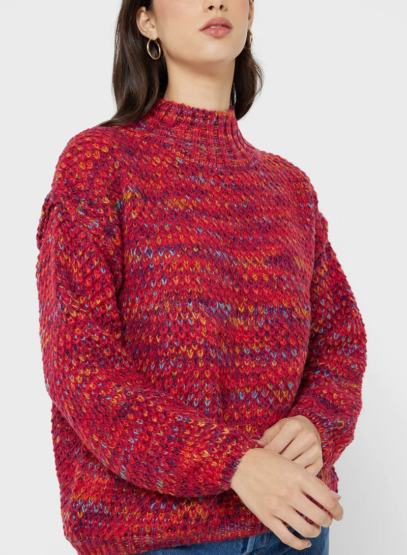 Ginger High Neck Marled Sweater