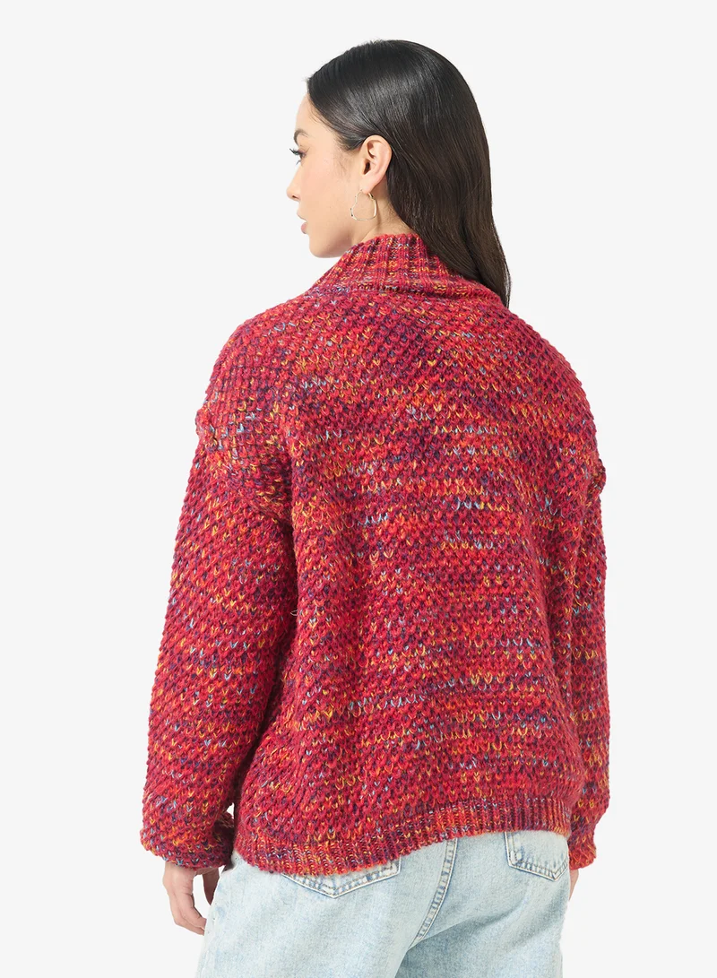 Ginger High Neck Marled Sweater