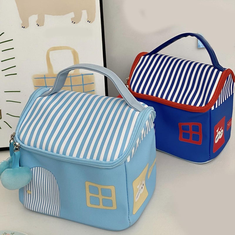 Sky Blue Large Capacity Handheld Makeup Bag Travel Toiletry Storage Cosmetic Organizer - Image 4