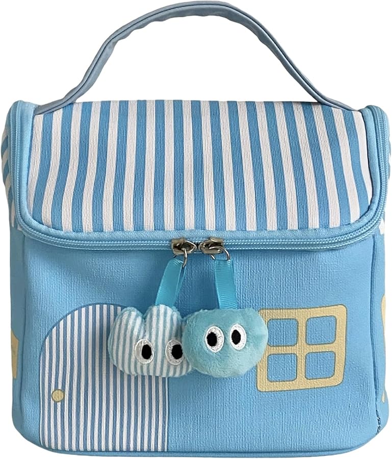 Sky Blue Large Capacity Handheld Makeup Bag Travel Toiletry Storage Cosmetic Organizer - Image 1