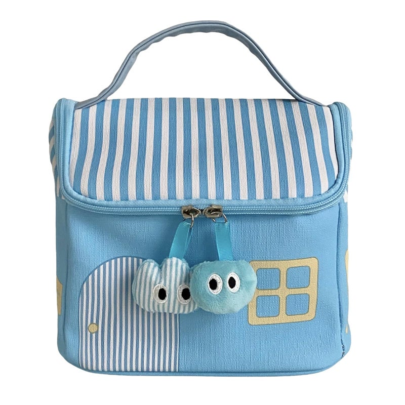 Sky Blue Large Capacity Handheld Makeup Bag Travel Toiletry Storage Cosmetic Organizer - Image 2