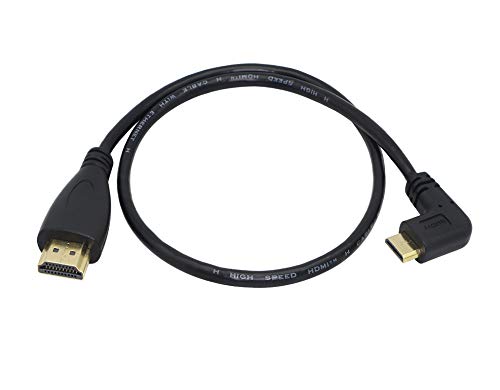 CERRXIAN 50cm 196inch High Speed Gold Plated Mini HDMI Right Angle Male to HDMI Male Cable Black R - Image 1