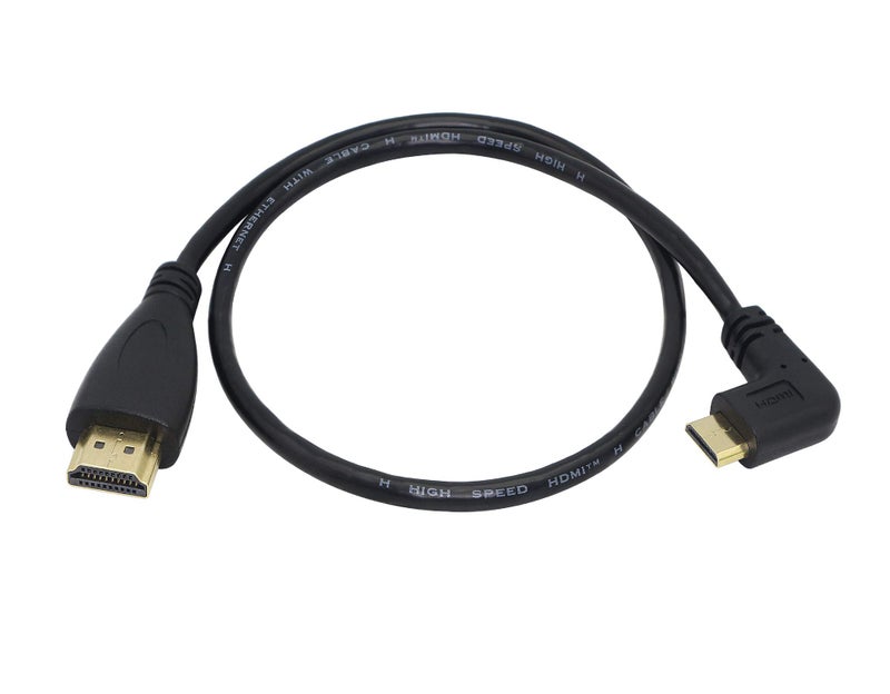 CERRXIAN 50cm 196inch High Speed Gold Plated Mini HDMI Right Angle Male to HDMI Male Cable Black R - Image 2