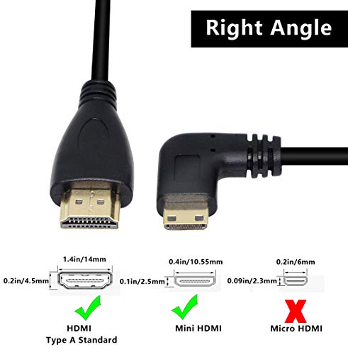 CERRXIAN 50cm 196inch High Speed Gold Plated Mini HDMI Right Angle Male to HDMI Male Cable Black R - Image 3