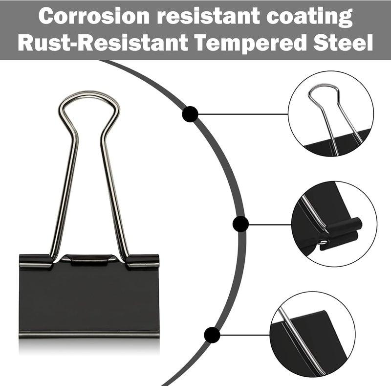 اولكيلا مشابك ورق كبيرة جدًا مقاس 2 بوصة (عبوة من 12 مشبكًا)، مشابك ورق جامبو سوداء، مشابك ورق كبيرة، مشابك ملفات كبيرة الحجم للاستخدام المنزلي والمدرسة والمكتب - Image 4
