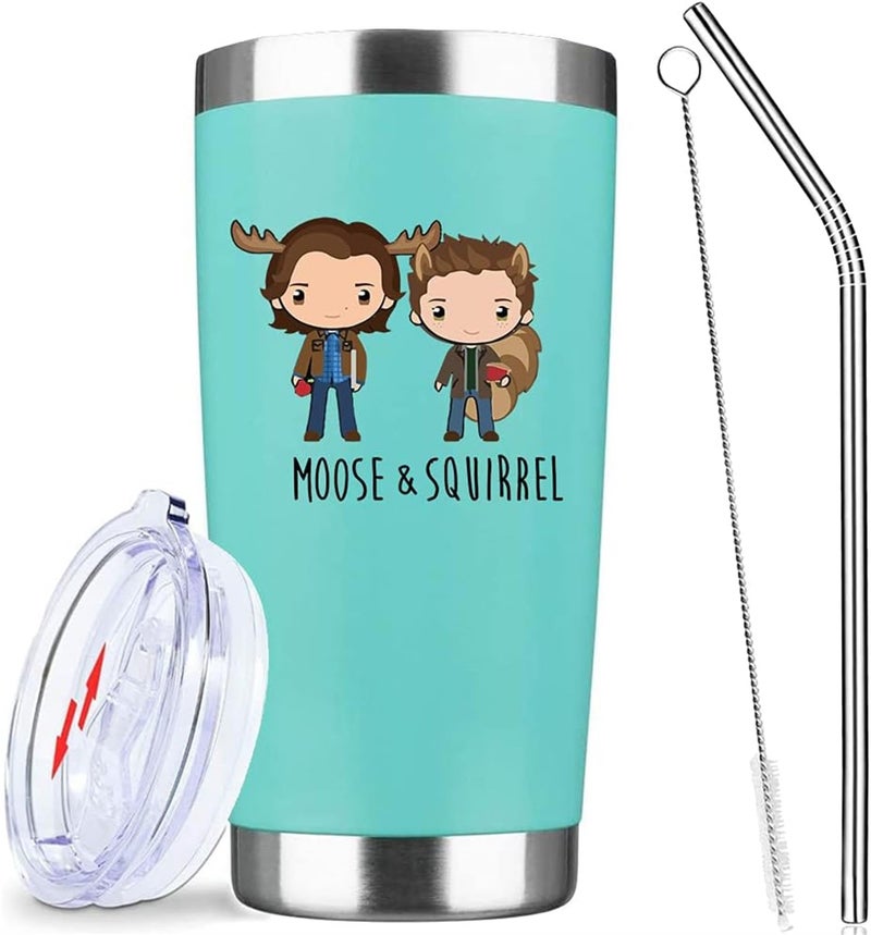 ATHAND 20oz Stainless Steel Insulated Pattern Cup with Lid Coffee Mug  Sam  Dean Green Mint Vacuum Mug Double Wall Large Travel Tumbler Birthday Valentines Day Gifts Idea for Her Him