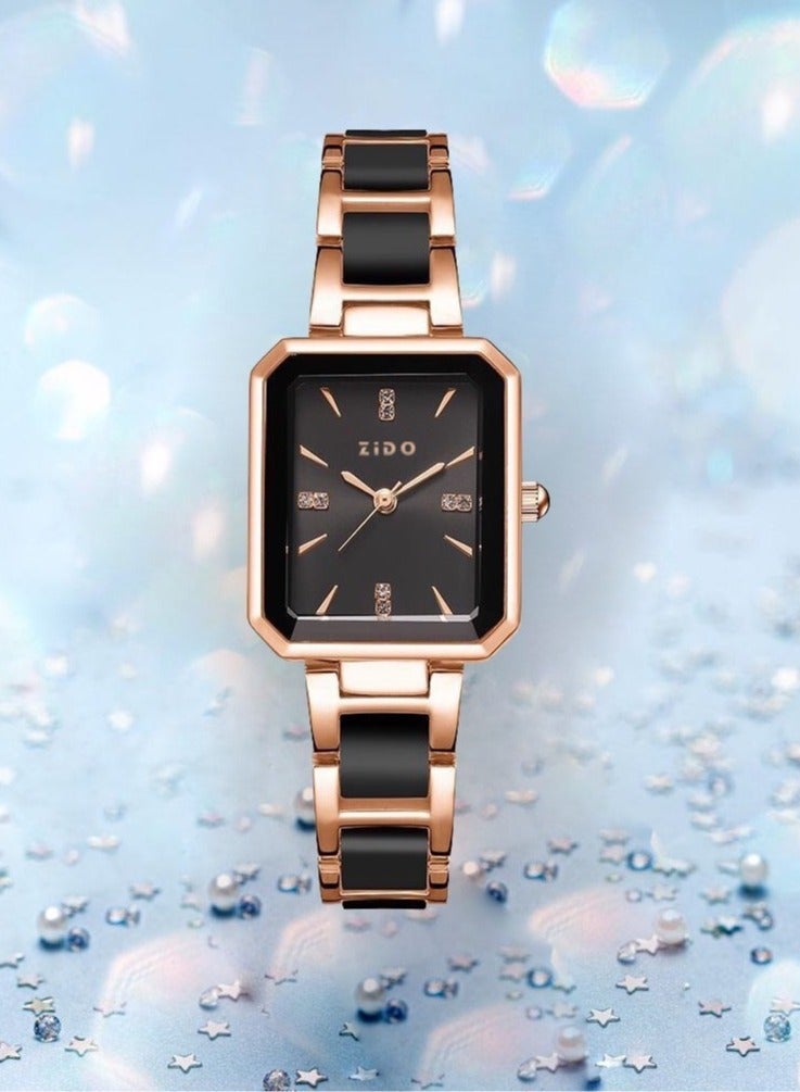 ZIDO Women's Fashion Quartz Watch with Jewelry Set Rose Gold - Black - Image 2