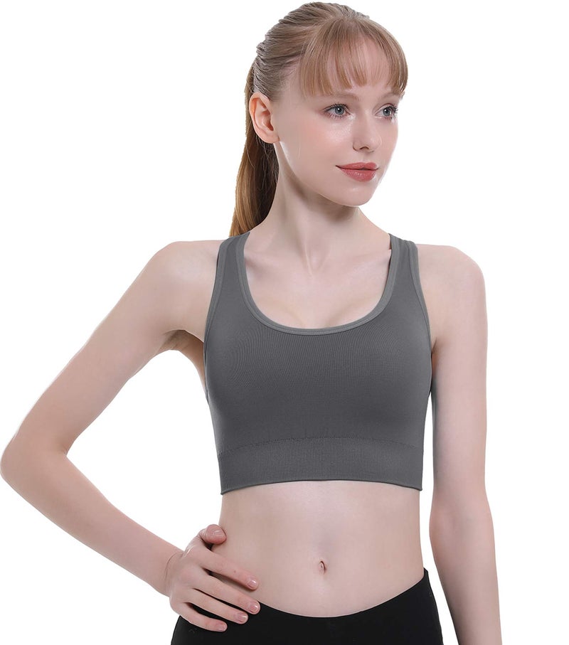 Double Couple Sports Bras for Women Padded High Impact Seamless Criss Cross Back Workout Tops Gym Activewear Bra Large - Image 4