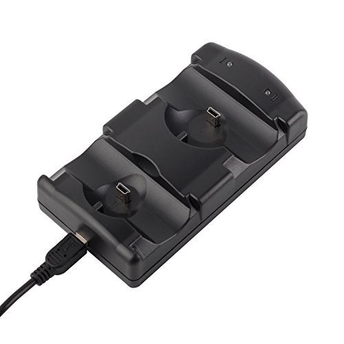 VSEER PS3 Controller Charging Dock Charging Station 2 in 1 with LED Light Indicator Compatible for Original PS3/MOVE Controller, Black - Image 1