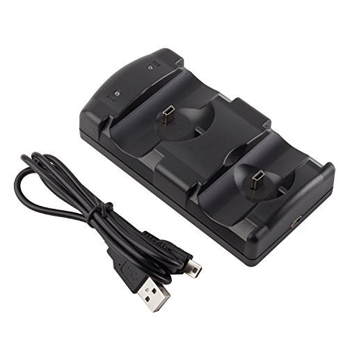 VSEER PS3 Controller Charging Dock Charging Station 2 in 1 with LED Light Indicator Compatible for Original PS3/MOVE Controller, Black - Image 4