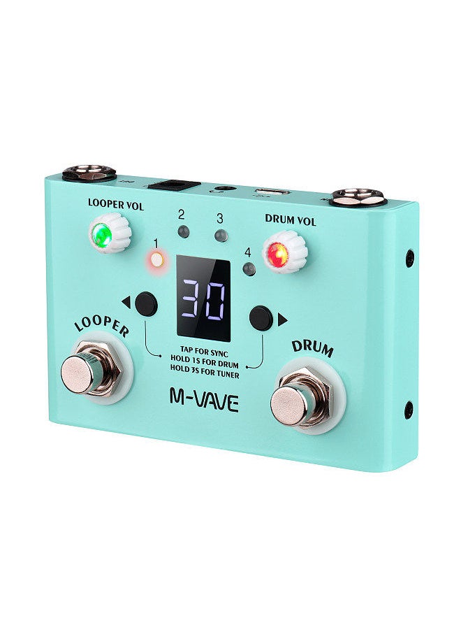 M-VAVE - LOST TEMPO Effect Pedal Drum & Looper Effector Mini 2-in-1 Looper & Drum Machine Double Footswitch Looper Pedal Looper Guitar Pedal 30 Drums & 4 Loops High Precision Tuner - Image 1