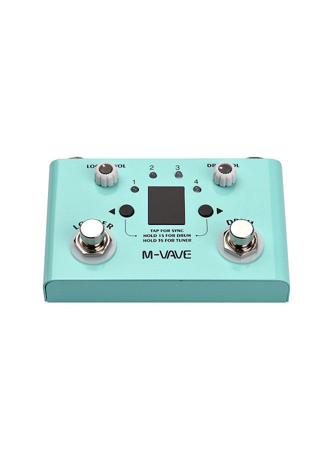M-VAVE - LOST TEMPO Effect Pedal Drum & Looper Effector Mini 2-in-1 Looper & Drum Machine Double Footswitch Looper Pedal Looper Guitar Pedal 30 Drums & 4 Loops High Precision Tuner - Image 1