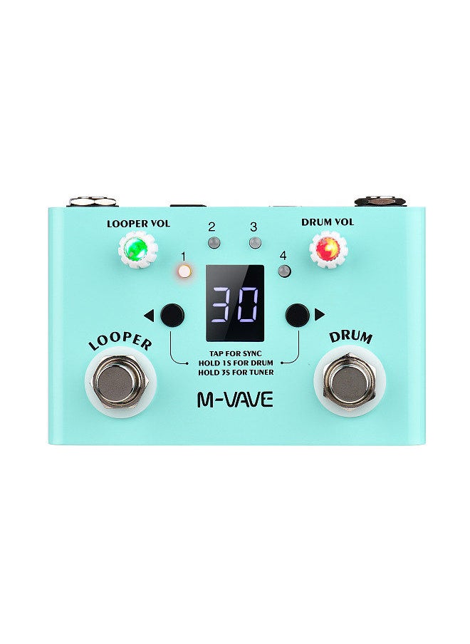 M-VAVE - LOST TEMPO Effect Pedal Drum & Looper Effector Mini 2-in-1 Looper & Drum Machine Double Footswitch Looper Pedal Looper Guitar Pedal 30 Drums & 4 Loops High Precision Tuner - Image 1