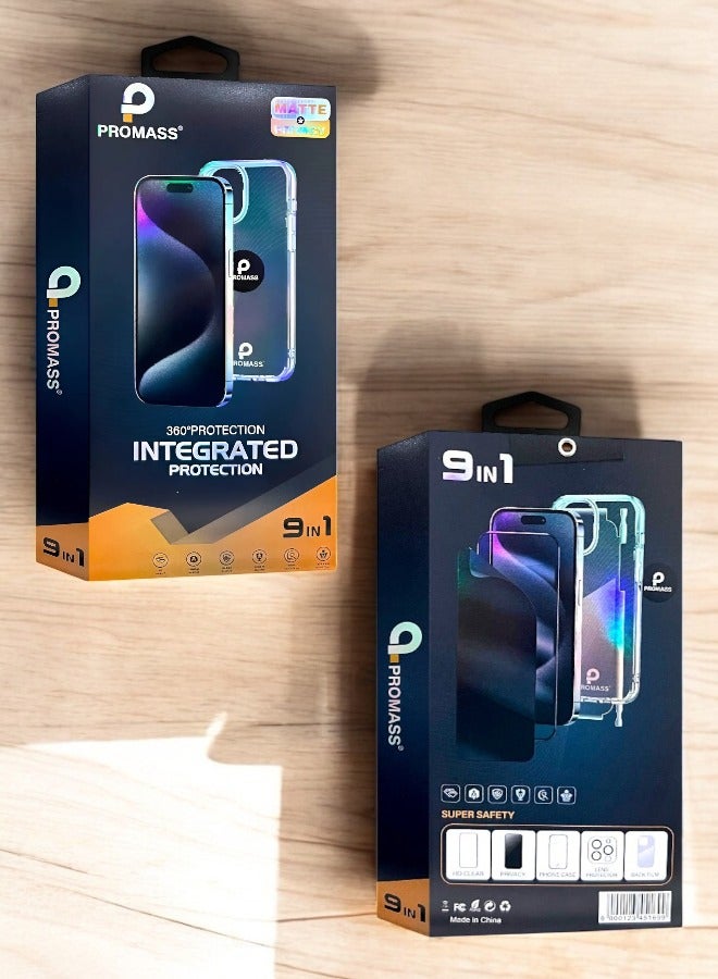 PROMASS The new comprehensive protection package for the iPhone 15 Pro Max, is an economical package with a new look and complete protection for your phone with a case that supports wireless charging from Promas (9in1) - Image 3