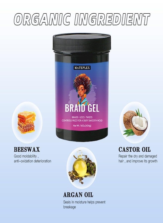 MATEPLEX Edge Control Wax Strong Hold,Natural Hair Care Conditioning, Non-greasy Smoother for Black Hair, Twist Gel - Tames Frizz & Edges, Braid Styling Gel, 16oz - Image 2