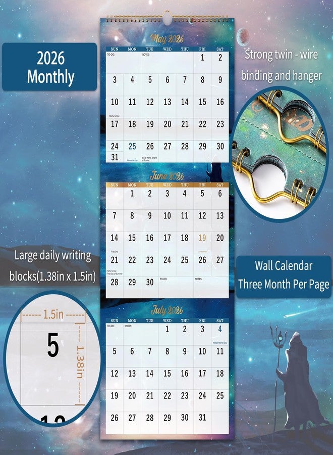 Pinchoco 2025 Wall Calendar - 3-Month Wall Calendar Display (Folded in a Month), JAN.2025 - DEC.2025, 11" x 26", 3 Month Calendar - Green - Image 5