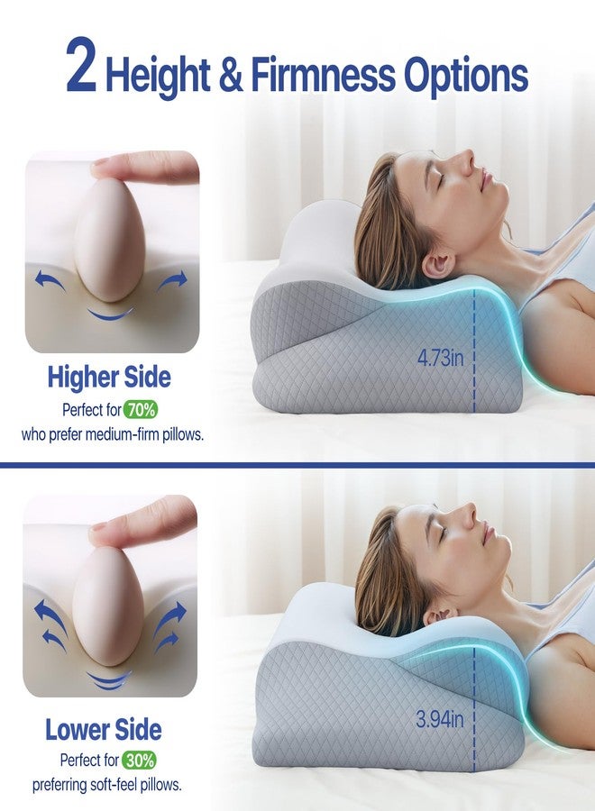 Secailog Dual-Firmness Memory Foam Neck Pillow - Ergonomic Contour Cervical Neck Pillow for Side Back Stomach Sleepers, 2-in-1 Orthopedic Neck Support Pillow with Cooling Pillowcase - Image 2