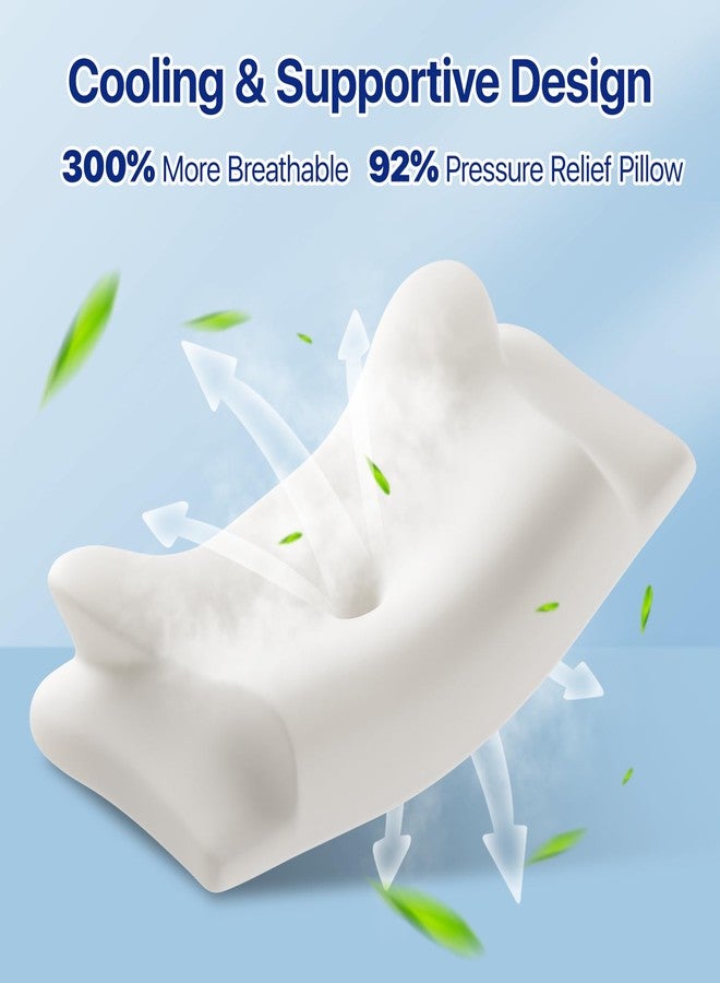 Secailog Dual-Firmness Memory Foam Neck Pillow - Ergonomic Contour Cervical Neck Pillow for Side Back Stomach Sleepers, 2-in-1 Orthopedic Neck Support Pillow with Cooling Pillowcase - Image 3