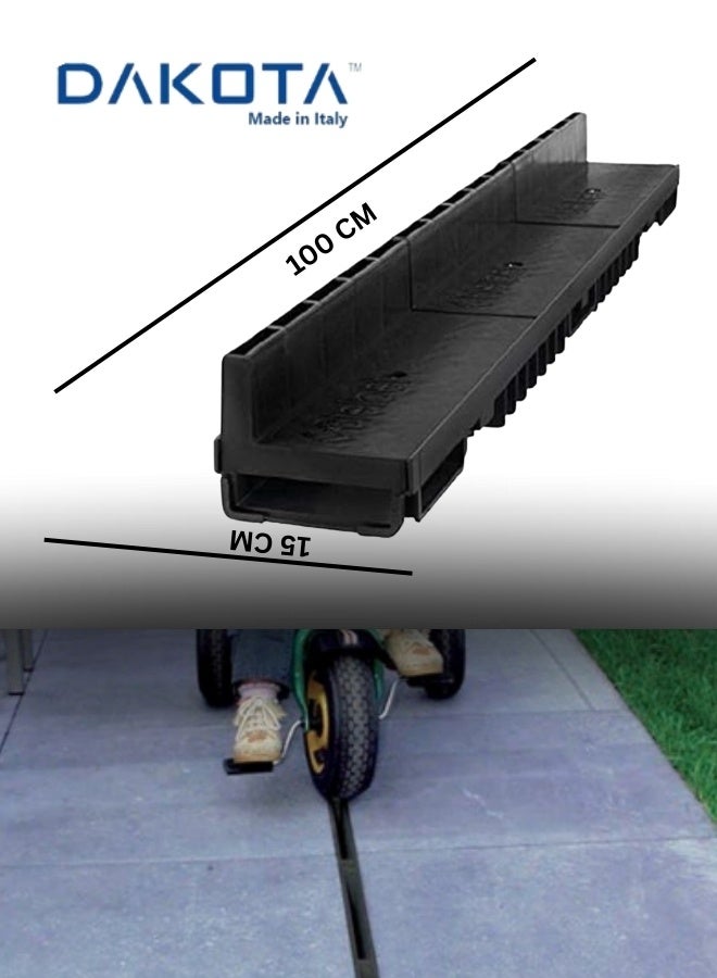 Dakota Interlock Slim Grating 100x15 cm | Heavy Duty HDPE Plastic Drainage Channel for Interlock| Easy Interlocking System | Made in Italy | Outdoor Floor Water Drain Cover - Image 1