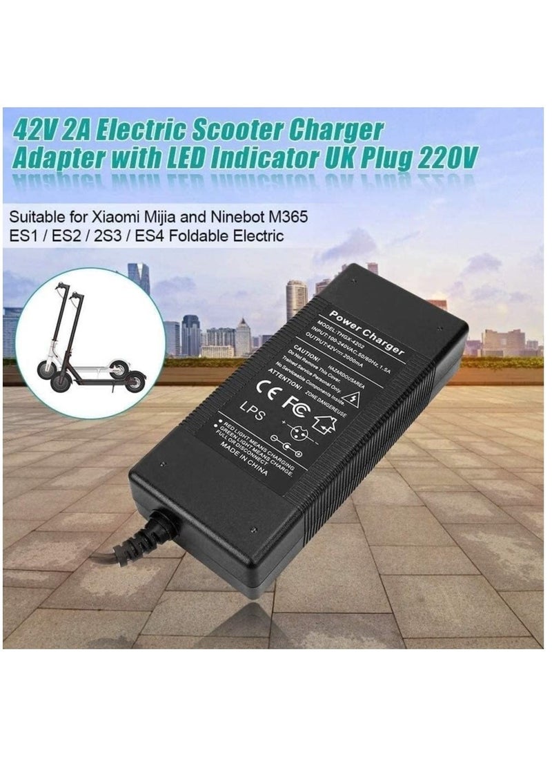 إلترازون شاحن سكوتر كهربائي، محول طاقة 42V 2A، مع مؤشر شحن LED لشيومي ميجيا ناينبوت M365 ES1 / ES2 / 2S3 / ES4 - Image 3