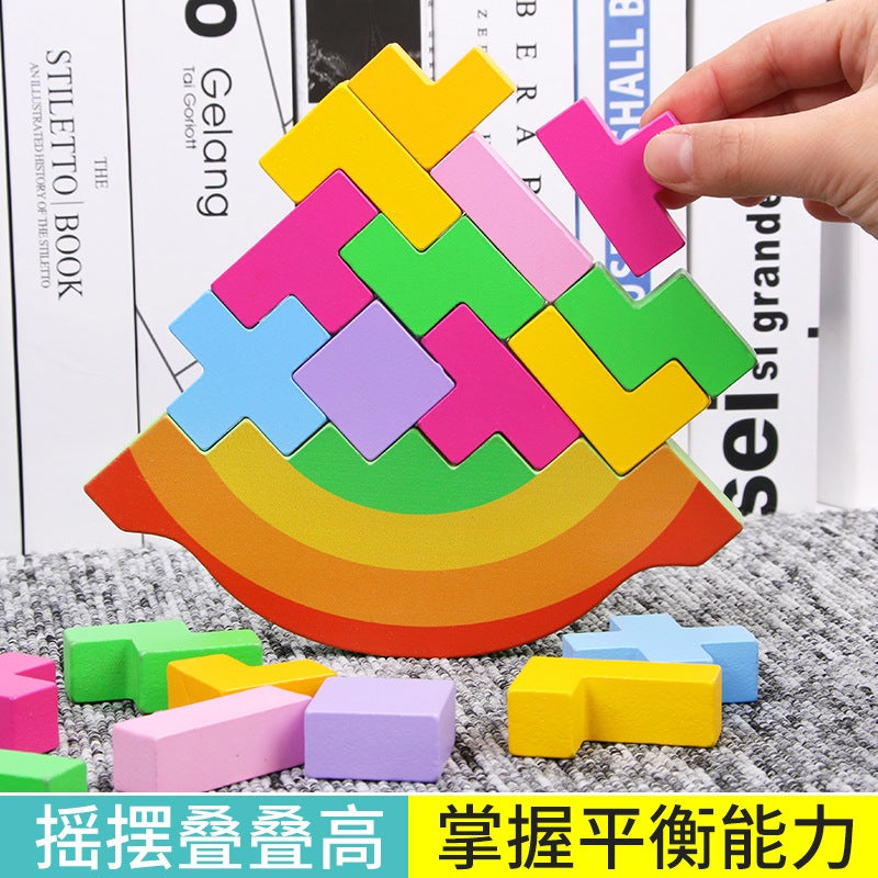 Tetris Manufacturers Wooden Puzzle Wooden Building Block Game Puzzle Children'S Educational Toys - Image 1