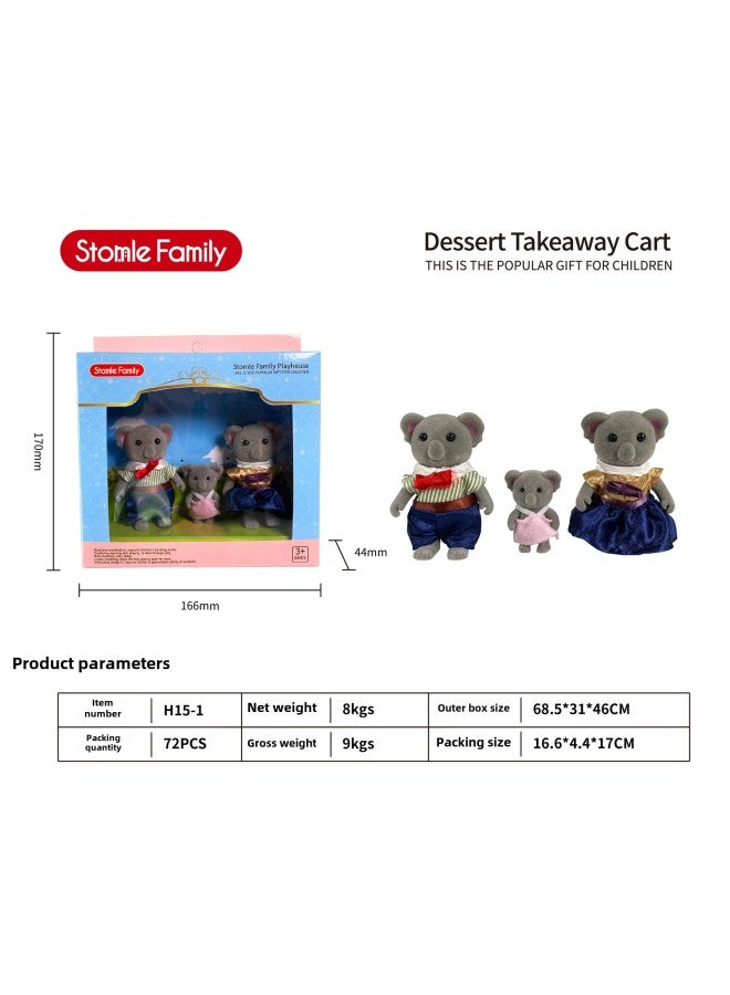 مجموعة ألعاب منزل لعب للأطفال على شكل فيلا مع حيوانات الغابة ودمية صغيرة وفتاة - مواصفات النموذج: H15-1 كوالا ثلاثة - Image 1