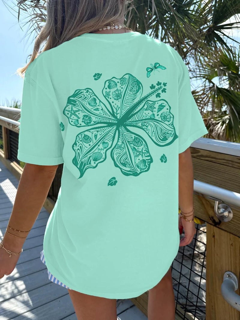 Yojeasrio Oversized Graphic Tshirts for Women Teens Y2K Flower Short Sleeve Baggy Shirts Summer Aesthetic Beachy Coastal Tops - Image 2