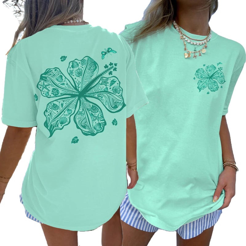 Yojeasrio Oversized Graphic Tshirts for Women Teens Y2K Flower Short Sleeve Baggy Shirts Summer Aesthetic Beachy Coastal Tops - Image 1