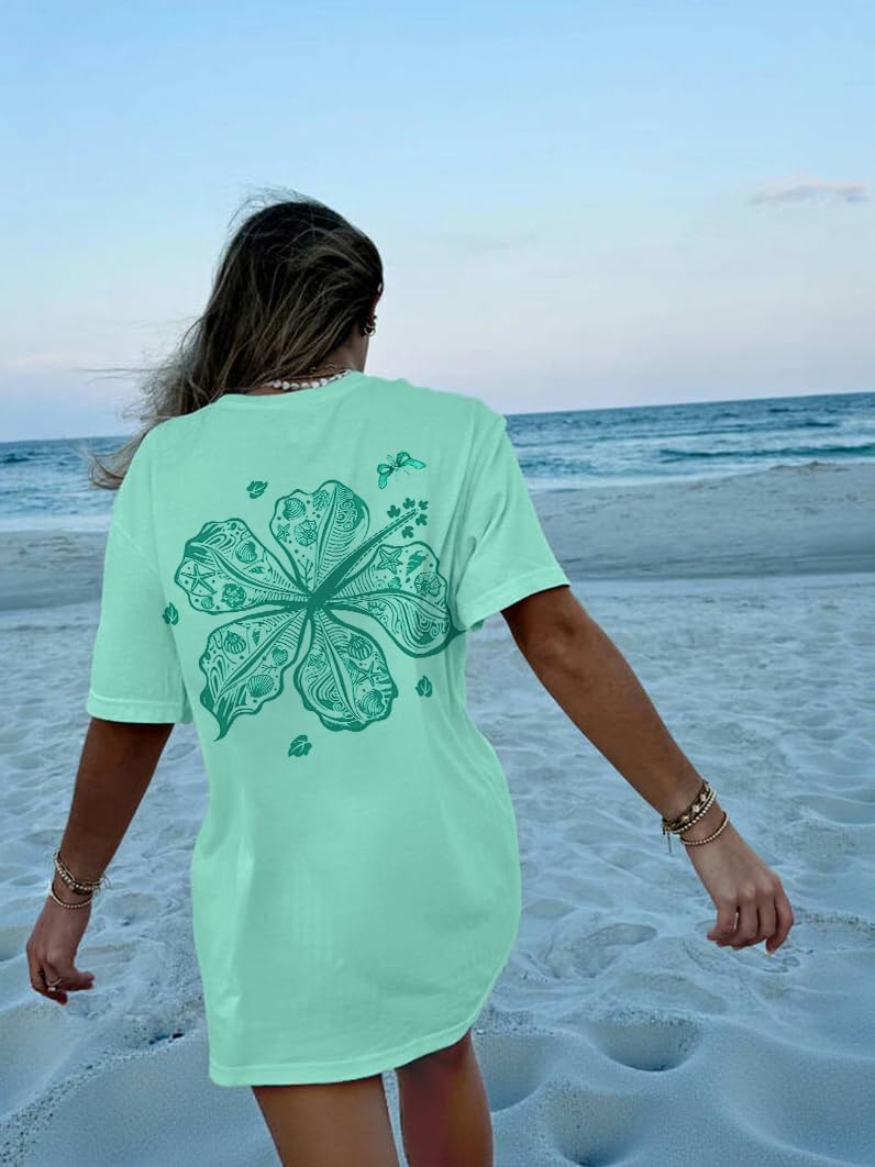 Yojeasrio Oversized Graphic Tshirts for Women Teens Y2K Flower Short Sleeve Baggy Shirts Summer Aesthetic Beachy Coastal Tops - Image 4