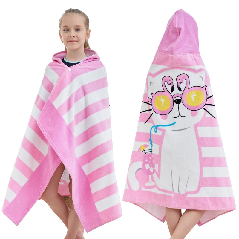 Bavilk Bavilk Kids Bath Towels Kids Towel Girls Boys Hooded BeachBathroomPool Swim Towels 30  50 INCH Large Size Ultra Absorbent Cute Cartoon Animal Full Vitality 100 Cotton Wearable Wrap for Child 