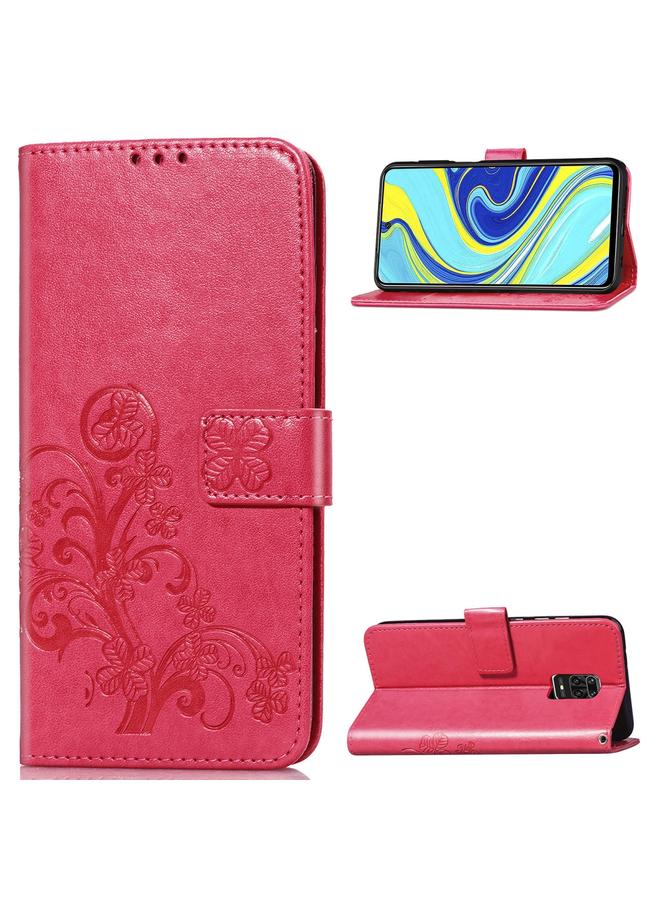 The Bros Case For Xiaomi Redmi Note 9S / Note 9 Pro/ Note 9 Pro Max Four-leaf Clasp Embossed Buckle PU Leather Case with Lanyard & Card Slot & Wallet & Holder