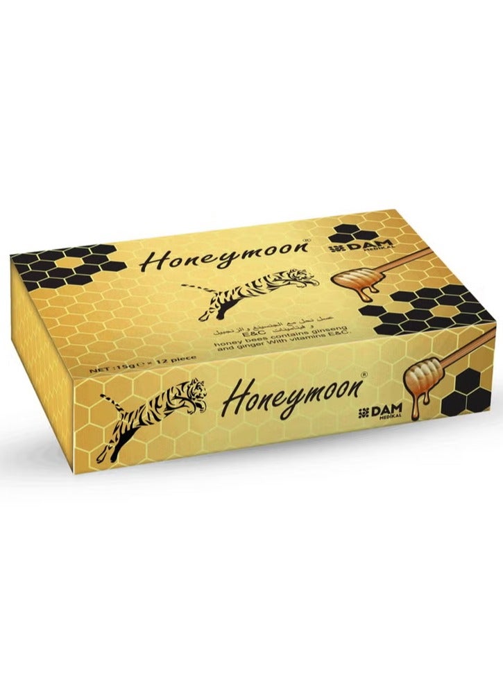 هونيمون -  العسل الملكي الممزوج بالجنسنغ والزنجبيل مع فيتاميني E وC – عبوة 12 ظرف - Image 1