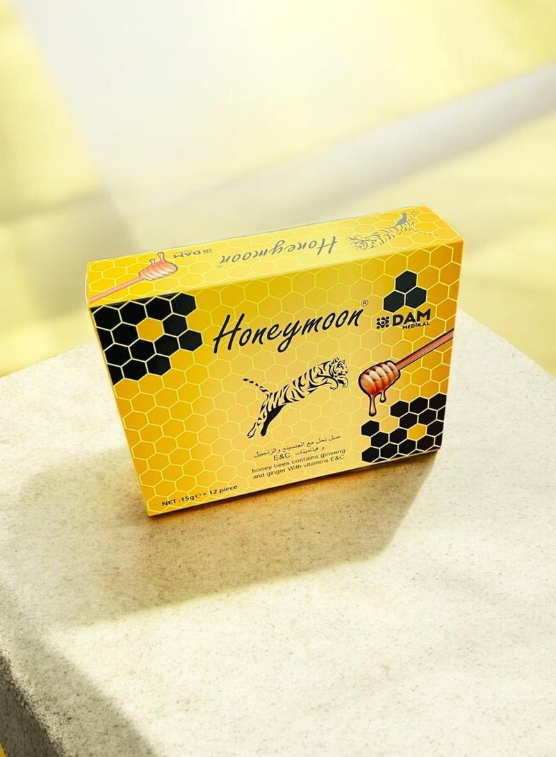 هونيمون -  العسل الملكي الممزوج بالجنسنغ والزنجبيل مع فيتاميني E وC – عبوة 12 ظرف - Image 5