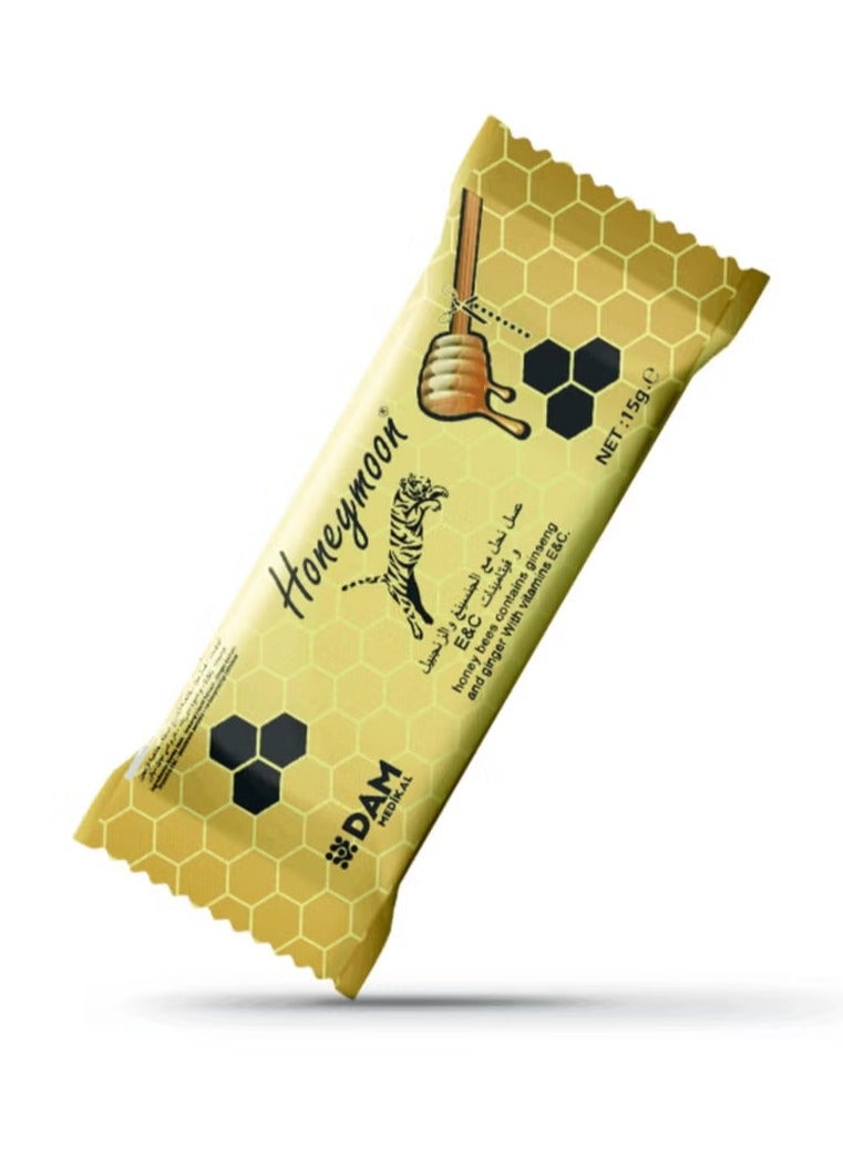 هونيمون -  العسل الملكي الممزوج بالجنسنغ والزنجبيل مع فيتاميني E وC – عبوة 12 ظرف - Image 3