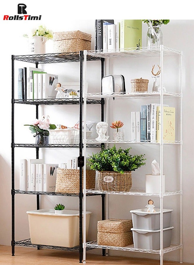 RollsTimi  5-Tier Wire Shelving bathroom storage 5 Shelves Unit Metal kitchen Storage Rack Black - Image 4