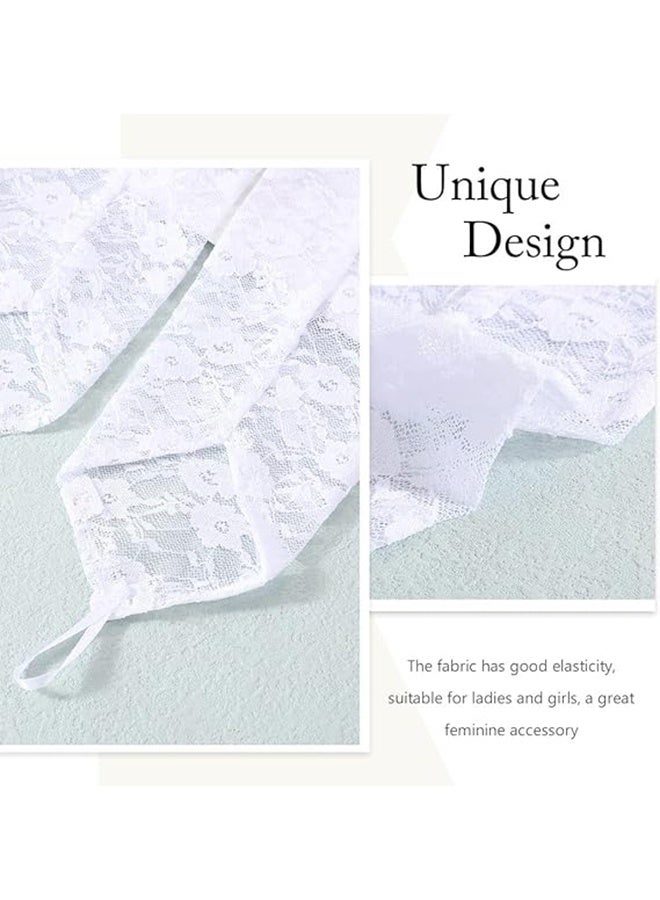 2 Pairs Women Fingerless Lace Gloves, Elbow Length Long Gloves, Prom Cosplay Evening Wedding Dinner Bridal Dance Gloves (Black+White) - Image 4