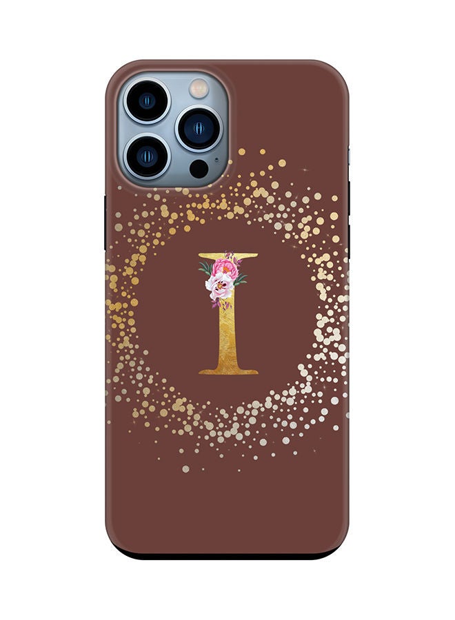 Stylizedd Monogram Tough Series for Apple iPhone 13 Pro Max Custom Initials Floral Pattern Tough Pro Dual Layer hybrid PC inner TPU protection Alphabet- I (Brown) - Image 1