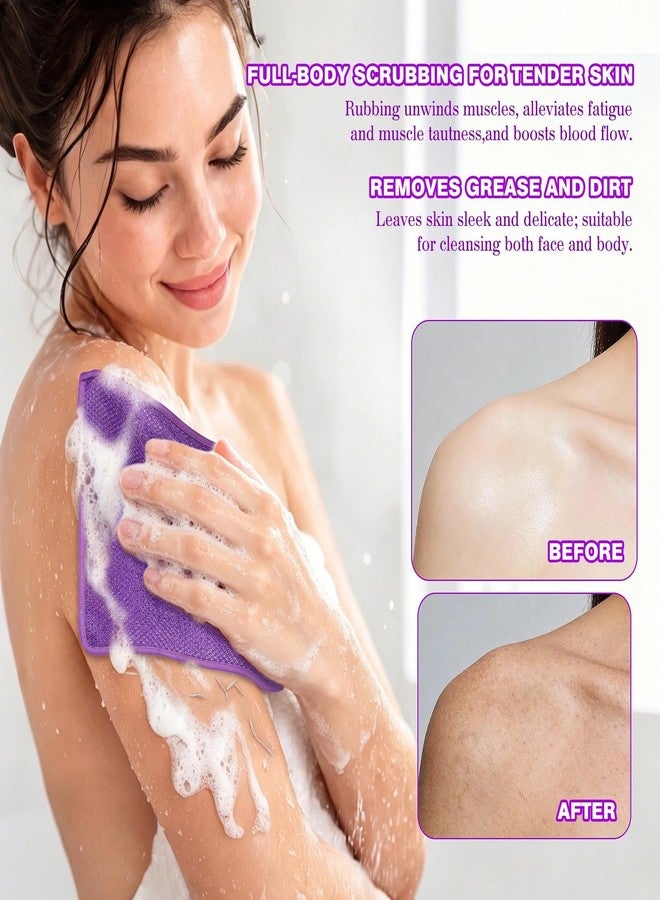 RIUOTA Exfoliating Washcloths 6 Pack Double Sided Bath Scrub Cloths for Deep Cleaning Face Body, Revitalize Skin Suitable for All Skin Types（Yellow, Pink, Purple, Black, White, Brown） - Image 5