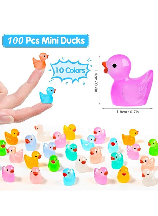 100 قطعة من البط المضيء المصنوع من الراتنج، بطة صغيرة تتوهج في الظلام لتزيين بيت الدمية وتمثال الحديقة والمناظر الطبيعية والحرف الزخرفية - Image 2