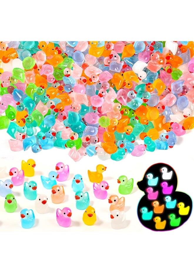 100 قطعة من البط المضيء المصنوع من الراتنج، بطة صغيرة تتوهج في الظلام لتزيين بيت الدمية وتمثال الحديقة والمناظر الطبيعية والحرف الزخرفية - Image 1