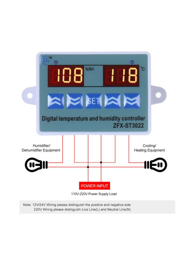 NIBEMINENT Digital Temperature And Humidity Controller With LED Display Multicolour - Image 5