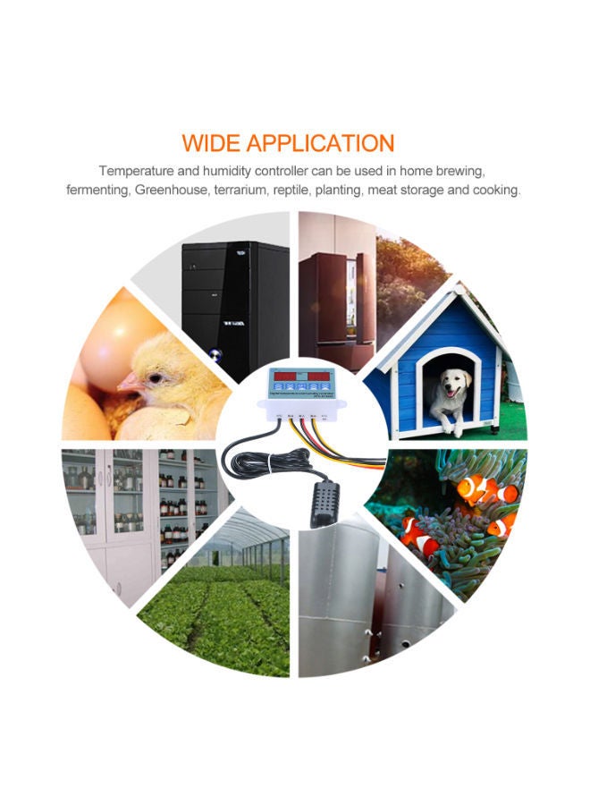 NIBEMINENT Digital Temperature And Humidity Controller With LED Display Multicolour - Image 2