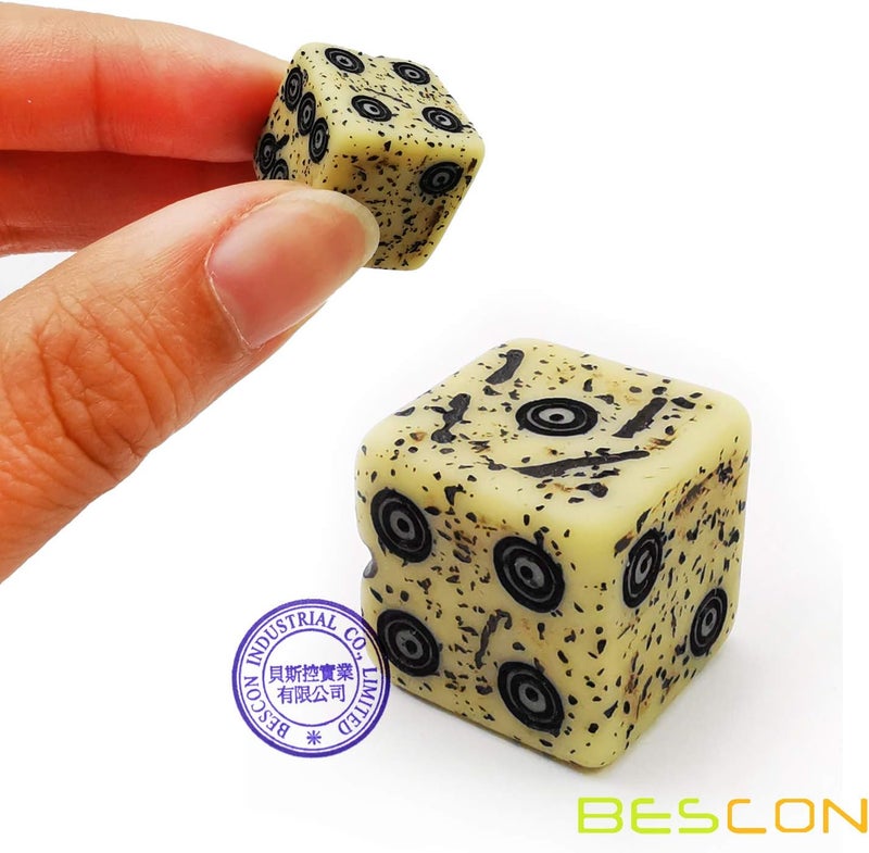 Bescon Old Looking Ancient Bone Dice D6 16mm 12pcs Set, 16mm Six Sided Die (12) Block of Stone Dice - Image 5
