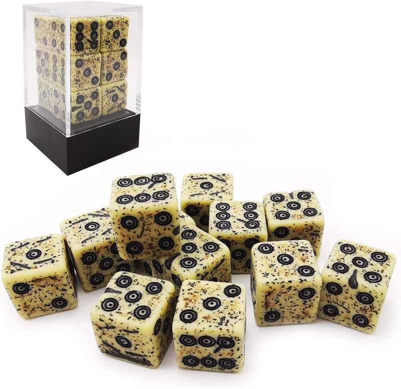 Bescon Old Looking Ancient Bone Dice D6 16mm 12pcs Set, 16mm Six Sided Die (12) Block of Stone Dice - Image 1