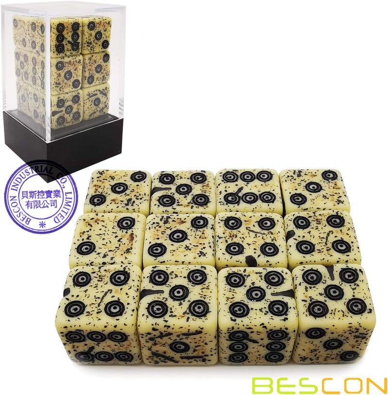 Bescon Old Looking Ancient Bone Dice D6 16mm 12pcs Set, 16mm Six Sided Die (12) Block of Stone Dice - Image 4