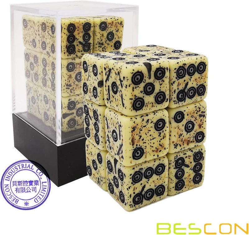 Bescon Old Looking Ancient Bone Dice D6 16mm 12pcs Set, 16mm Six Sided Die (12) Block of Stone Dice - Image 2