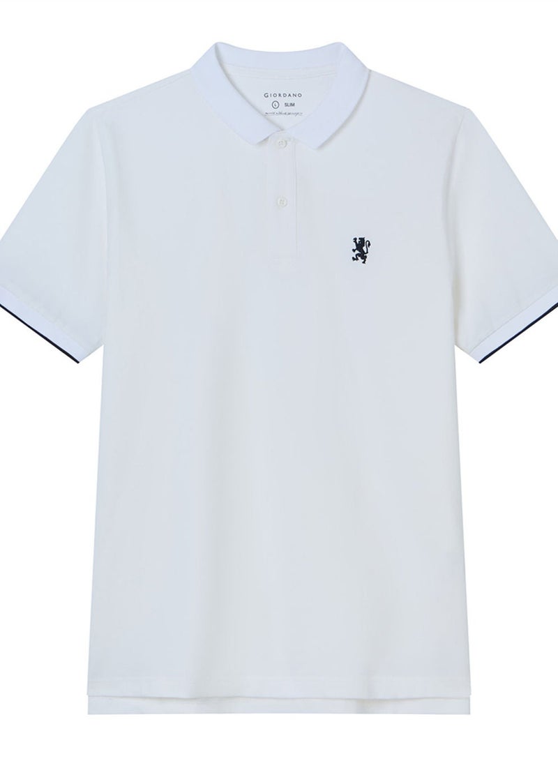 GIORDANO Men’s Cotton Slim Pique Polo with Small Lion Embroidery - Image 3
