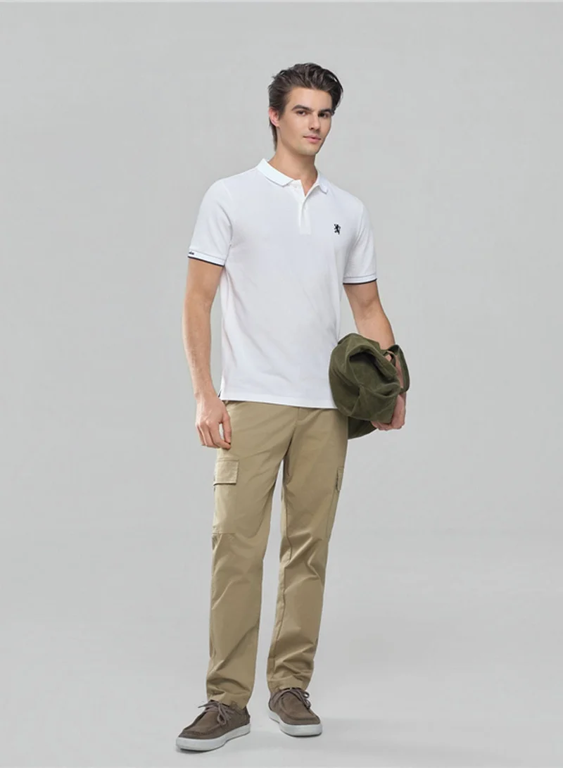 جيوردانو Men’s Cotton Slim Pique Polo with Small Lion Embroidery