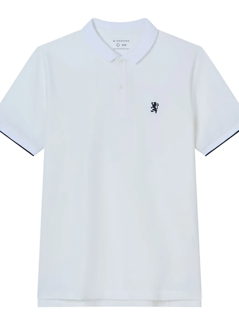 GIORDANO  Men’s Cotton Slim Pique Polo with Small Lion Embroidery for Men | Best Price UAE
